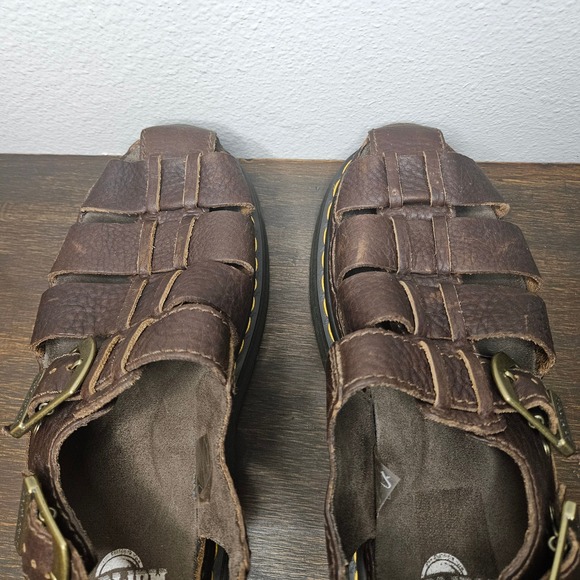 Dr Martens Fisherman Sandals Brown Leather Platform Buckle Chunky Sole - Picture 4 of 7